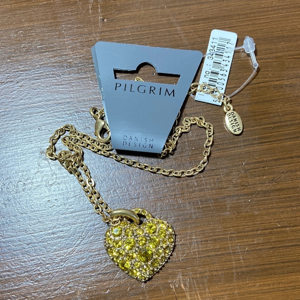 Pilgrim Gold Heart Necklace with Sparkling Pendant - Picture 2 of 2